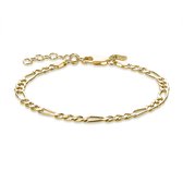 Twice As Nice Armband in verguld zilver, figaro ketting  16 cm+3 cm