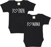 RompertjesBaby - I love papa & i love mama - maat: 92 - korte mouw - baby - papa - romper papa - mama - romper mama - rompertjes baby - rompertjes baby met tekst - rompers - romper