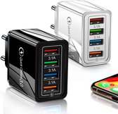 USB snel lader/Quick Charger 3.0 - USB stekker - USB Lader - Oplader voor Smartphones en Tablets - Thuislader - Universele Adapter met 4 usb poorten - telefoonstekker