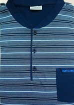Gentlemen heren pyjama Single jersey, Maat XL  Streep marine/wit, Knoop