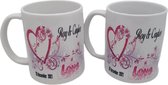 Bedrukte beker Love met naam en datum Cadeau Gepersonaliseerd  Geschenk Mug Mok Verjaardag Valentijn Huwelijksdag Samen