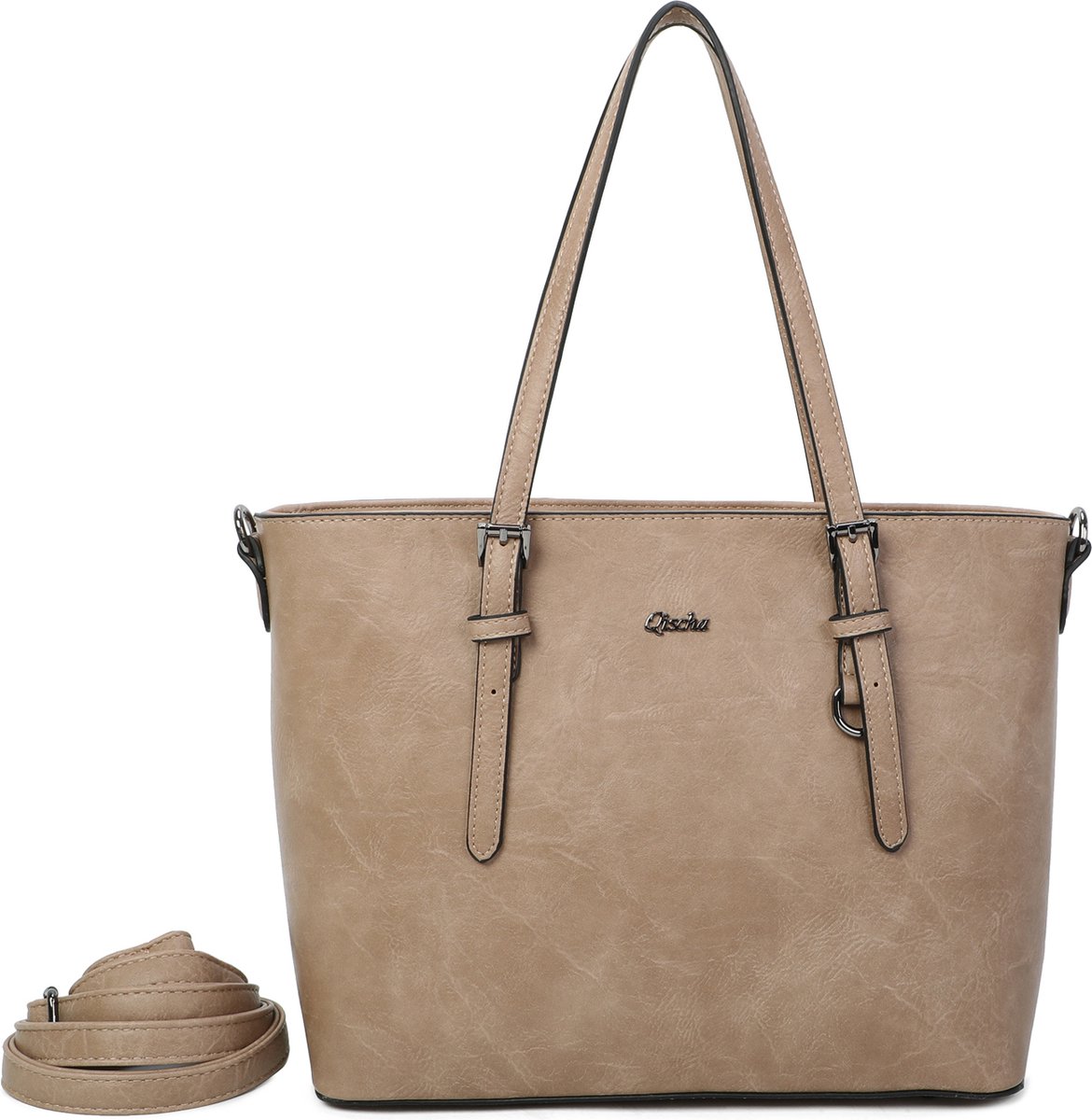Schoudertas luxe skai Qischa® beige taupe