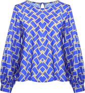 Blouse Onnie - Satijnen Blouse met Abstract Patroon - Blauw