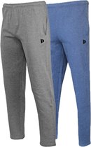 2-Pack Donnay Joggingbroek rechte pijp - Sportbroek - Heren - Maat M - Silver-marl/Dark-blue marl