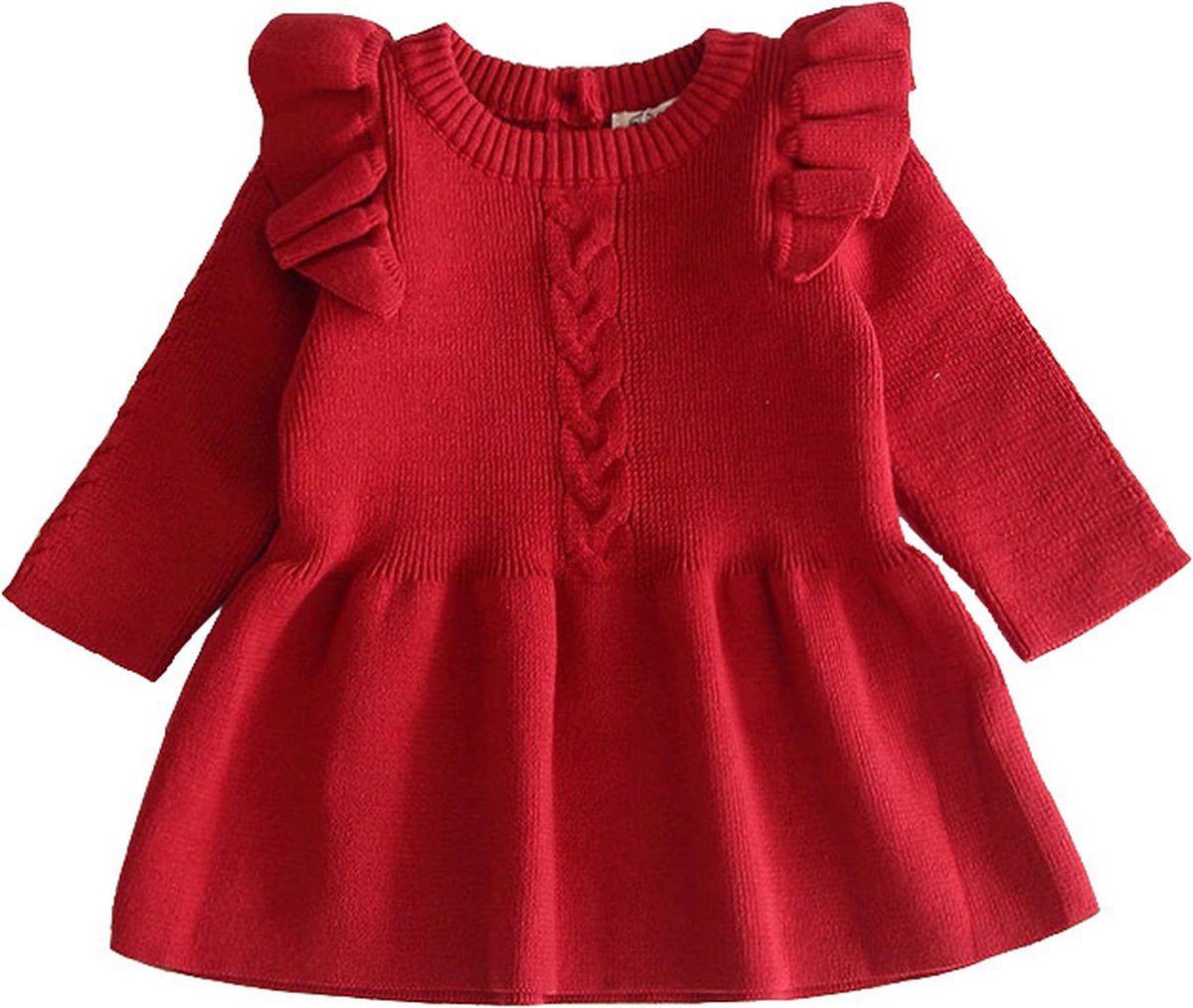 Baby Garden gebreide meisjes jurkje Rood maat 92