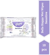 Bella Baby Happy vochtige doekjes gevoelig (10 stuks), pH-neutraal, extra zacht, zacht en zacht voor de babyhuid, Hoogwaardige kwaliteit - 10 stucks