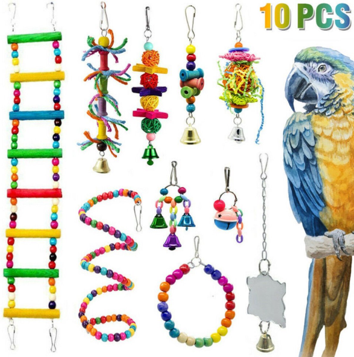 Vogelspeelgoed 10 stuks vogelkooi decoratie parkieten speelgoed papegaai speelgoed
