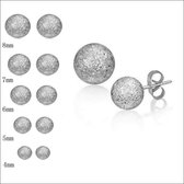 Aramat jewels ® - Zweerknopjes bolletje sandblasted zilverkleurig chirurgisch staal 6mm
