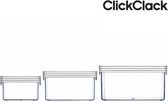 ClickClack Boîte de rangement pour aliments Basics Square - Ensemble de 3 pièces - Blanc