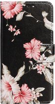 Peachy Wallet Bookcase kunstleer bloemen hoesje voor iPhone 13 mini - zwart