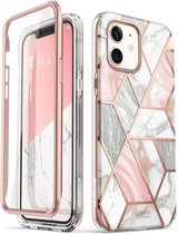 Supcase Cosmo PC en TPU marmer hoes voor iPhone 12 mini - roze