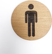 HoutenFrits - Houten Pictogram Deurbordje - WC bordje - Man - Toilet bordje - hotel - zelfklevend