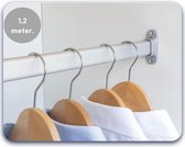 Eleganca kledingstang - kledingroede - extra stevig aluminium - ophangen van kleding - 1,2m - inclusief kastroededragers en schroeven