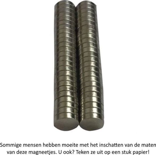 Ronde platte neodymium magneetjes 50 stuks - 8 x 2 mm - zeer sterk - neodymium magneet - koelkast - whiteboard - Merkloos