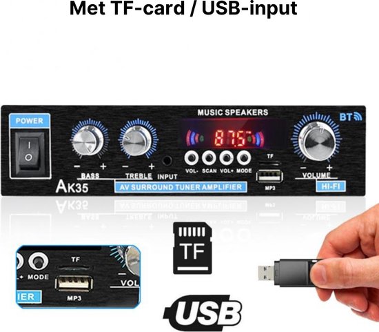 HIFI Bluetooth Power Amplifier - 400W - Versterker - Stereo Versterker - Mediaspeler — afbeelding 4