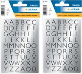 Stickervelletjes met 432x stuks alfabet plak letters zwart/zilver 13x12 mm
