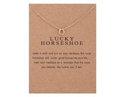 Bixorp Luck Geluksketting met Hoefijzer Goudkleurig - Afscheidscadeau - Cadeau voor Haar / Dames / Vriendin / Mama / Vrouwen - Ketting met Hoefijzer Hanger