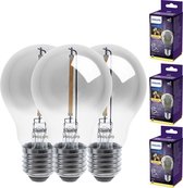Philips Smoky LED Kooldraad Lamp met rook glas - Grote E27 fitting - Peer A60 - 3 lampen