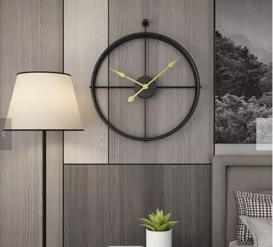 Luxaliving Moderne Klok Zwart – Wandklok Zwart Metaal zonder cijfers of letters – Chique Ronde Moderne Klok Zwart – 52cm