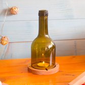 Joy Kitchen theelichthouder - Vini light - Set van 2 - Waxinelichthouder glas en hout - Kaarsenhouder - theelicht - Licht bruin
