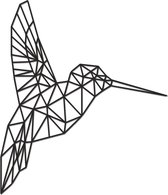 Hout-Kado - Kolibrie - Medium - Zwart - Geometrische dieren en vormen - Hout - Lasergesneden