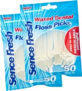 Sence Fresh Mint Waxed Dental Floss picks - 2 x 50 stuks