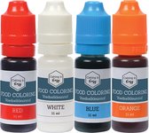 Eetbare Kleurstof Nederland set met 4 kleuren (rood / wit / blauw / oranje) | Voedingskleurstof voor bakken| Topkwaliteit in handig doseer-flesje | EK / WK / Nederlands Elftal / Ko