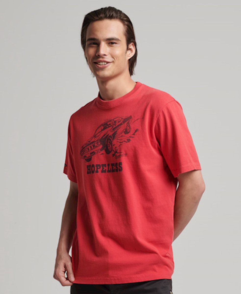 Superdry Heren tshirt Vintage Crossing Lines T-shirt Rood