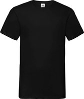 T-shirt | korte mouwen | Fruit of the Loom | v-hals | zwart | XL | 3 stuks!