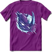 Dieren T-Shirt | Neushoorn shirt Heren / Dames | Wildlife rhino cadeau - Paars - XL