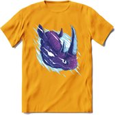 Dieren T-Shirt | Neushoorn shirt Heren / Dames | Wildlife rhino cadeau - Geel - 3XL