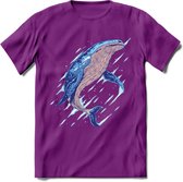 Dieren T-Shirt | Walvis shirt Heren / Dames | Wildlife whale cadeau - Paars - XL