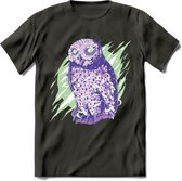 Dieren T-Shirt | Uil shirt Heren / Dames | Wildlife owl cadeau - Donker Grijs - XXL