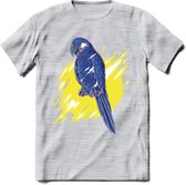 Dieren T-Shirt | Papegaai shirt Heren / Dames | Wildlife parrot cadeau - Licht Grijs - Gemaleerd - L