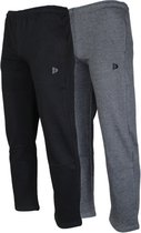 2-Pack Donnay Joggingbroek rechte pijp dunne kwaliteit - Sportbroek - Heren - Maat L - Black/Charcoal-marl