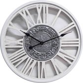 White Wooden Wall Clock Metal Insigne Dia60*4.5cm
