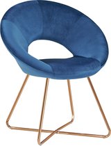 Furnibella eetkamerstoel beklede stoel leunstoel fauteuil woonkamerstoel vooraanstaande design 439D, kleur:donkerblauw, materiaal:fluweel