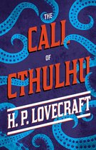 Boekomslag voor 'The Call of Cthulhu' van H.P. Lovecraft, met oranje tekst op een donkerblauwe achtergrond, omringd door blauwe tentakels.