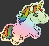 Sticker licorne - holographique - vinyle - blanc aux couleurs de l'arc-en-ciel