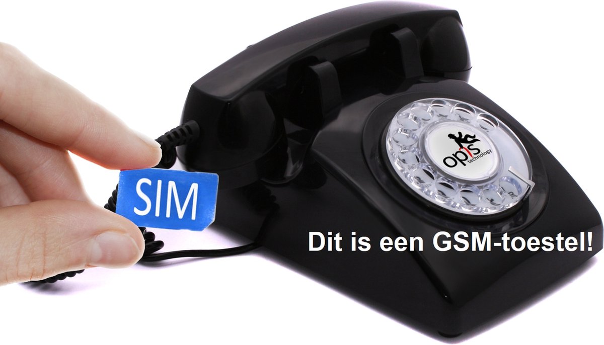 Opis 60's 2G MOBILE Retro Vaste Telefoon met SIM - Draaischijf - Zwart