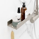 Étagère de douche Schulte - étagère de douche facile à coller, facile sans perçage, 28 x 9,5 x 3,5 cm, aspect acier inoxydable, étagère de salle de bain suspendue D1851 90