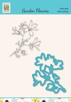 HDCS020  Nellie Snellen Snijmal & clearstamp set Tuinbloemen - Magnolia 2 - mal en stempel bloem beverboom
