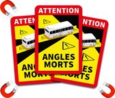 Dode hoek magneet sticker - Frankrijk - bus - camper | Angles morts magneetsticker (3 stuks)