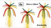 6x PVC Fontein met slierten rood/geel/groen 70 x 120 cm. BRANDVEILIG - Carnaval versiering decoratie festival thema feest