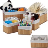 Relaxdays 12x opbergmand bamboe - manden set - badkamermandjes - opbergbox - speelgoed