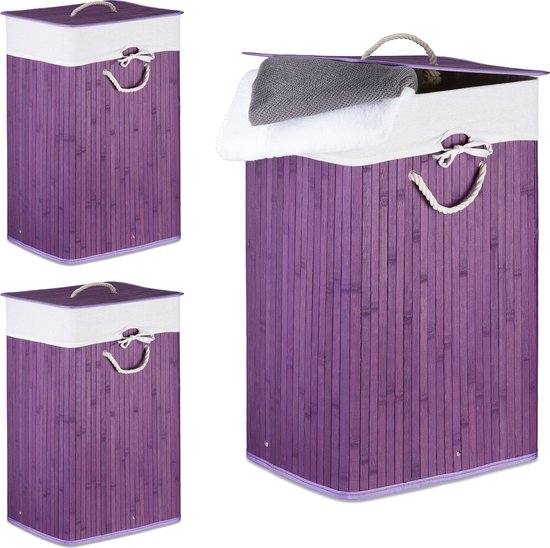 Bamboe Wasmand met Kruk - 35 Liter - Opbergkruk - 35 x 35 x 49 - Koning Bamboe