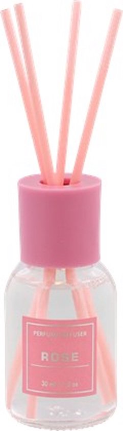 Mini Geurdiffuser - Geurverspreider - Rose / Rozen geur - Parfum Diffuser - Incl Stokjes - 30ML