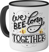 Mok met tekst: We bee-long together - 330ml