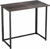 Homesse Inklapbare Bijzettafel - Klaptafel - Laptoptafel - Industrieel - Werkstation - Multifunctioneel - Ruimtebesparend - Praktisch - Hout - Donkerbruin