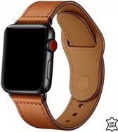 Q-DESYN® Apple Watch bandje - Leer - Druksluiting - 42 mm - 44 mm - 45 mm - Bruin